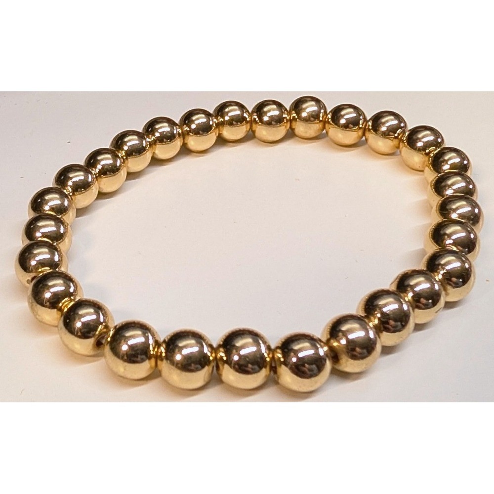 New Beaded Bracelet‎ Women Gold Tone High Polish Round Balls Beads Stretch Stack